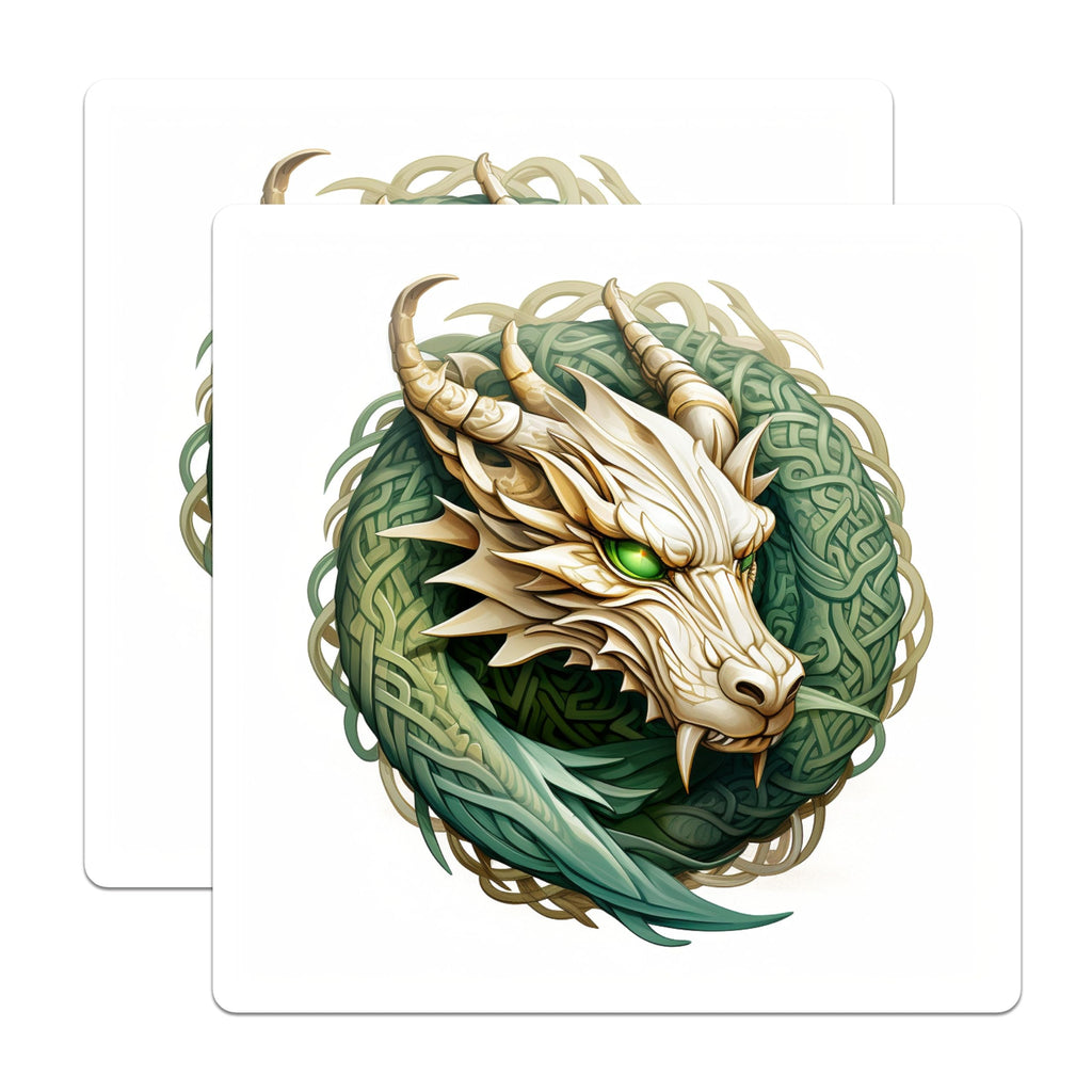(2 Pack) Celtic Dragon Magnets - Fantasy Head Decor - Mythical Creature Refrigerator Art - RPG DND Gamer Accessory - 5 Inches On Longest Side - Thick Durable Magnet - Made in USA - MAG25543