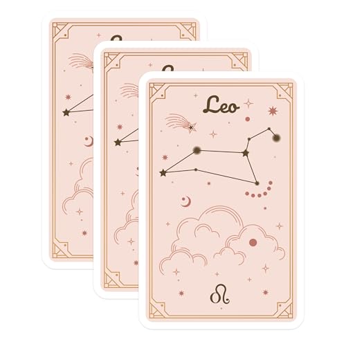 (3 Pack) Leo Zodiac Decals - Astrology Lover - Horoscope Sign - Star Sign Decor - 3 Inches On Longest Side - Easy Peel & Apply - Made in USA - 3MCS8179