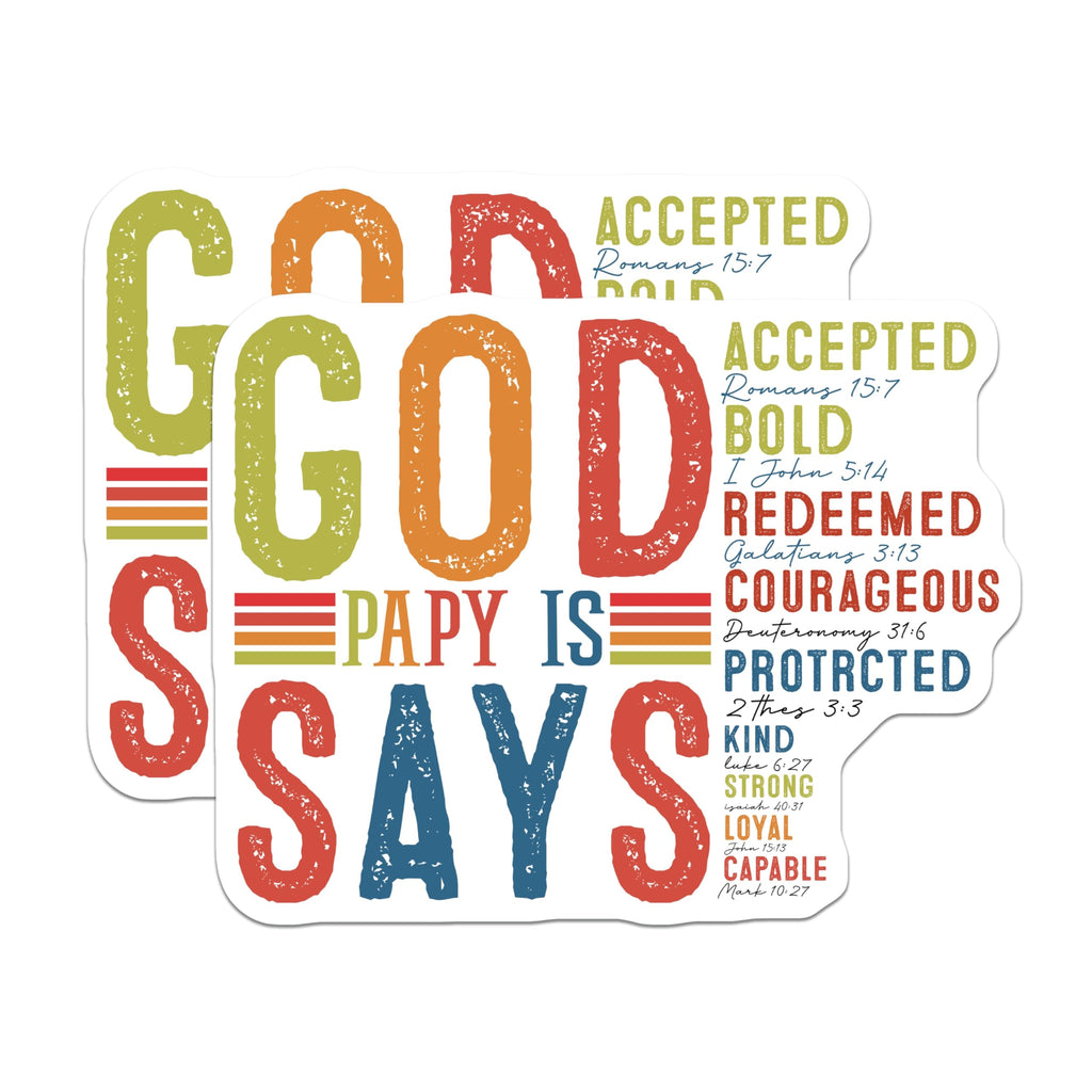 (2 Pack) PAPY Bible Verse Magnets - Christian Grandfather Affirmation - Inspirational Papa Refrigerator Art - 5 Inches On Longest Side - Thick Durable Magnet - Made in USA - MAG26654
