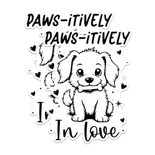 (2 Pack) Paws-itively in Love Stickers - Cute Dog Stickers - Adorable Puppy Stickers - 5" On Longest Side - Sticks to Any Smooth Flat Surface - Made in USA - BMCS2861