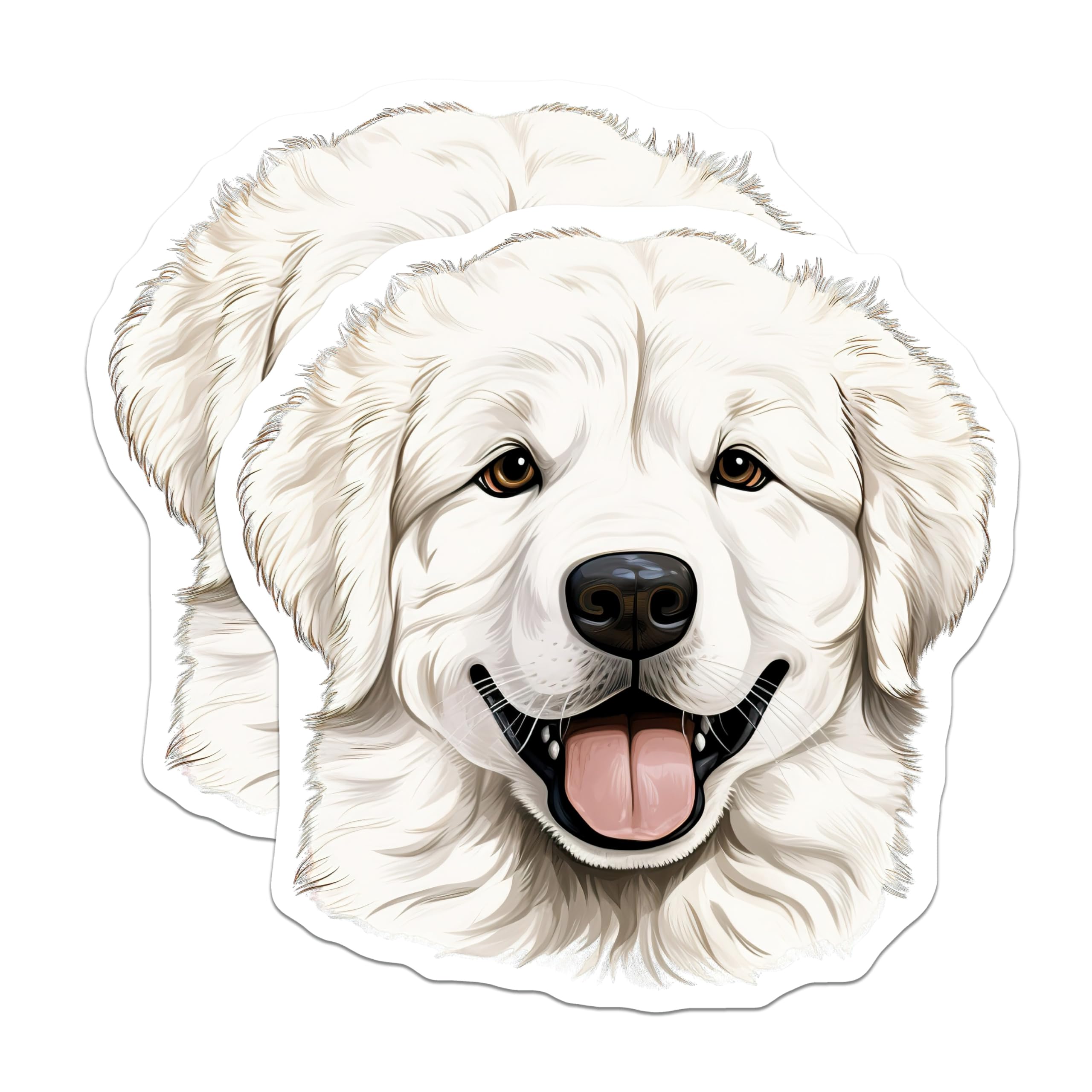 (2 Pack) Great Pyrenees Magnets - Dog Lover Car Decor - Happy White Dog Fridge Magnets - 5 Inches On Longest Side - Thick Durable Magnet - Made in USA - MAG25518