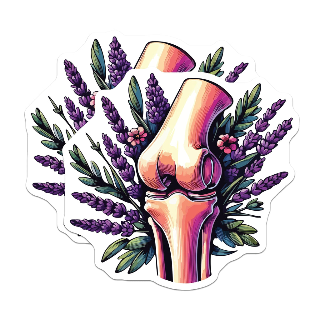 (2 Pack) Knee Joint Human Body Magnets - Botanical Lavender Anatomy - Orthopedic Science Health Decor - 5 Inches On Longest Side - Thick Durable Magnet - Made in USA - MAG19722
