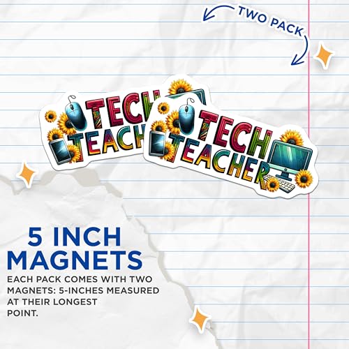 (2 Pack) Tech Teacher Magnets - 5" On Longest Side - for Cars, Fridges, Toolboxes - Made in USA - MAG8047