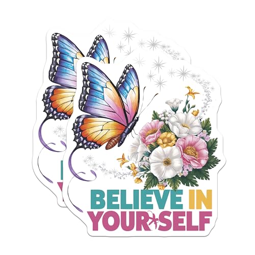 (2 Pack) Inspirational Quote Magnets Magnets - Butterfly Motif - Floral Design Kitchen Decoration - 5" On Longest Side - Made in USA - Sticks to Refrigerators & Metal Surfaces - MAG8609