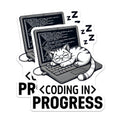 (2 Pack) Coding in Progress Magnets - Cute Cat on Laptop - Programmer's Workspace - Developer Office Decor - 5" On Longest Side - for Cars, Fridges, Toolboxes - Made in USA - MAG7423