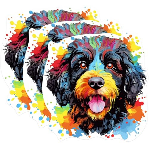 (3 Pack) Bernedoodle Decals - Colorful Dog Sticker - Laptop Decals - 3 Inches On Longest Side - Easy Peel & Apply - Made in USA - 3MCS0799