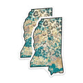 (2 Pack) Mississippi State Magnets - Abstract Art Decor - Leopard Print Souvenir - 5" On Longest Side - Premium Magnet - for Cars, Refrigerators, Toolboxes, Lockers - Made in USA - MAG18960