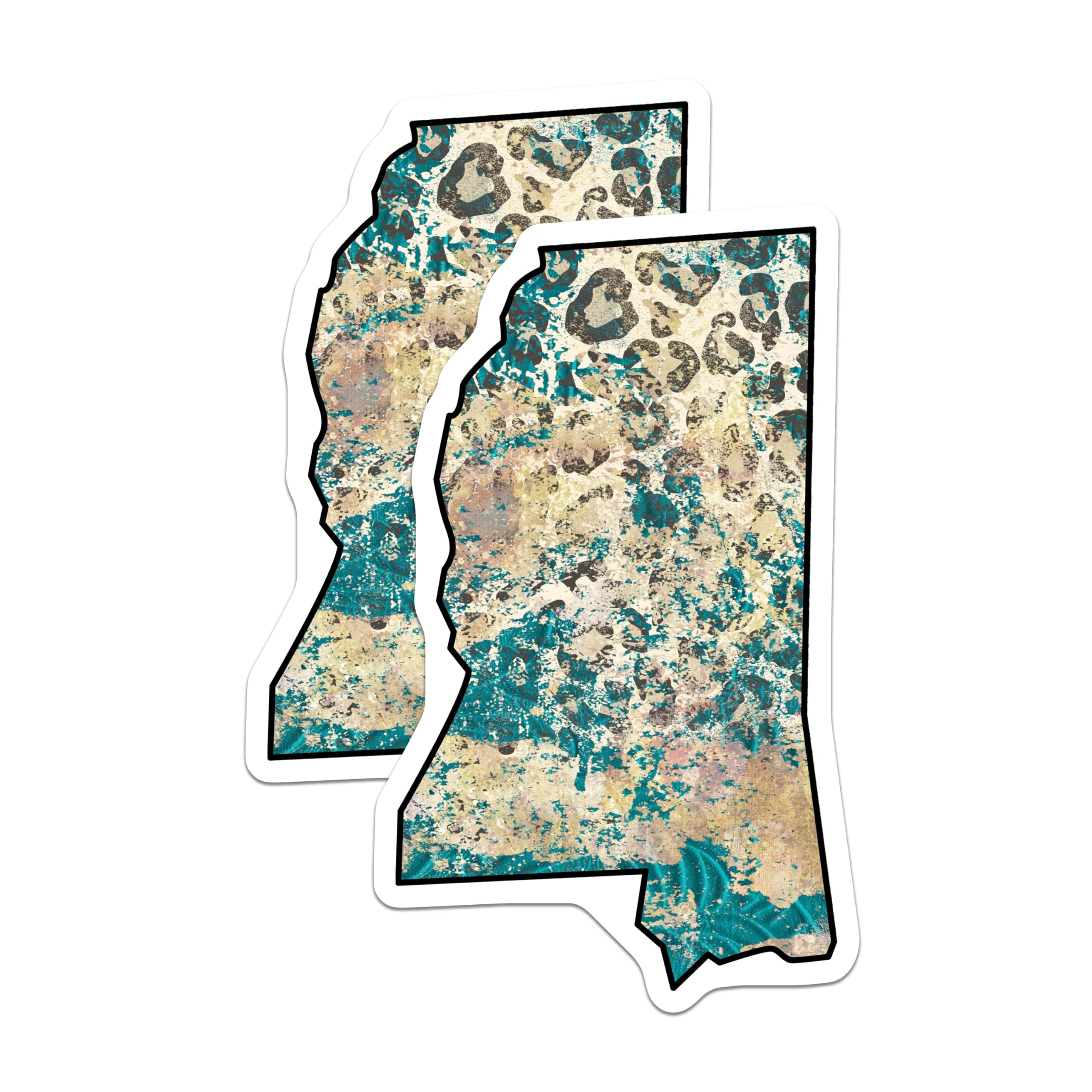 (2 Pack) Mississippi State Magnets - Abstract Art Decor - Leopard Print Souvenir - 5" On Longest Side - Premium Magnet - for Cars, Refrigerators, Toolboxes, Lockers - Made in USA - MAG18960