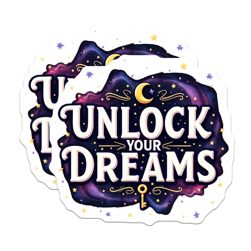 (2 Pack) Unlock Your Dreams Magnets - Inspirational Galaxy Celestial - Motivational Key Moon Design - 5 Inches On Longest Side - Thick Durable Magnet - Made in USA - MAG38872