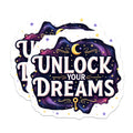 (2 Pack) Unlock Your Dreams Magnets - Inspirational Galaxy Celestial - Motivational Key Moon Design - 5 Inches On Longest Side - Thick Durable Magnet - Made in USA - MAG38872