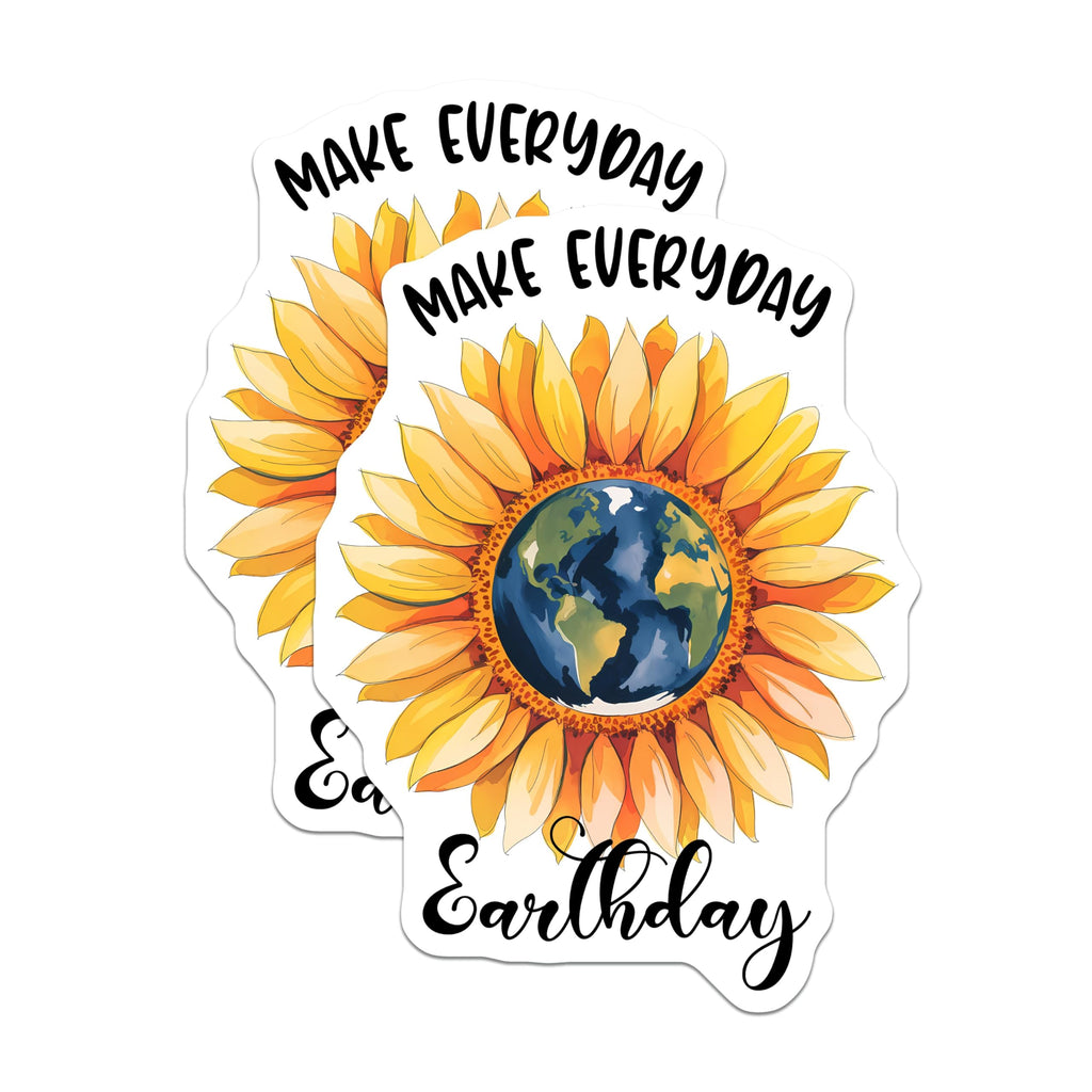 (2 Pack) Environmental Sunflower Stickers - Earth Day - Inspirational Quotes - 5" On Longest Side - Sticks to Smooth Flat Surfaces - Made in USA - BMCS8437