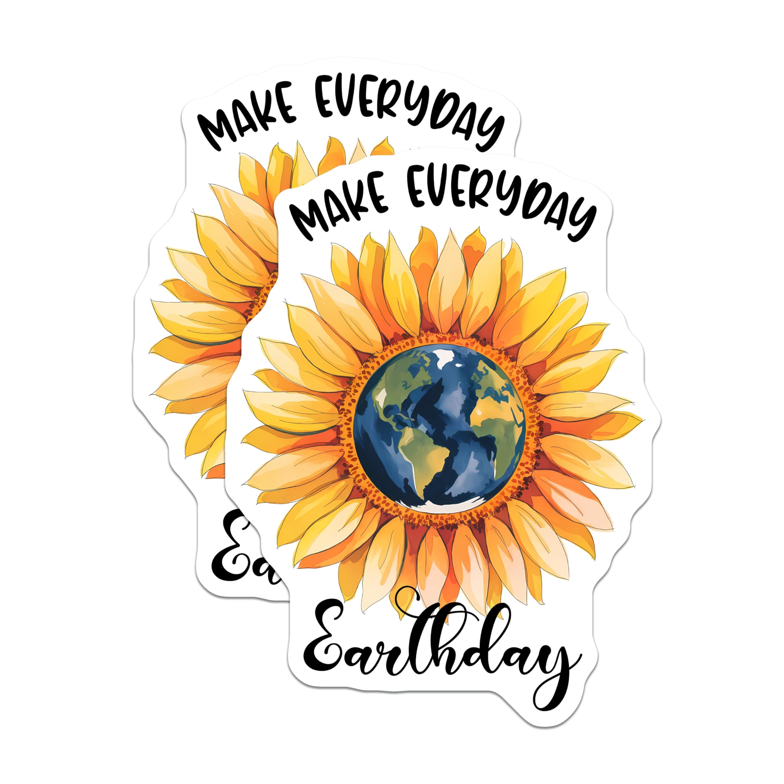 (2 Pack) Environmental Sunflower Stickers - Earth Day - Inspirational Quotes - 5" On Longest Side - Sticks to Smooth Flat Surfaces - Made in USA - BMCS8437