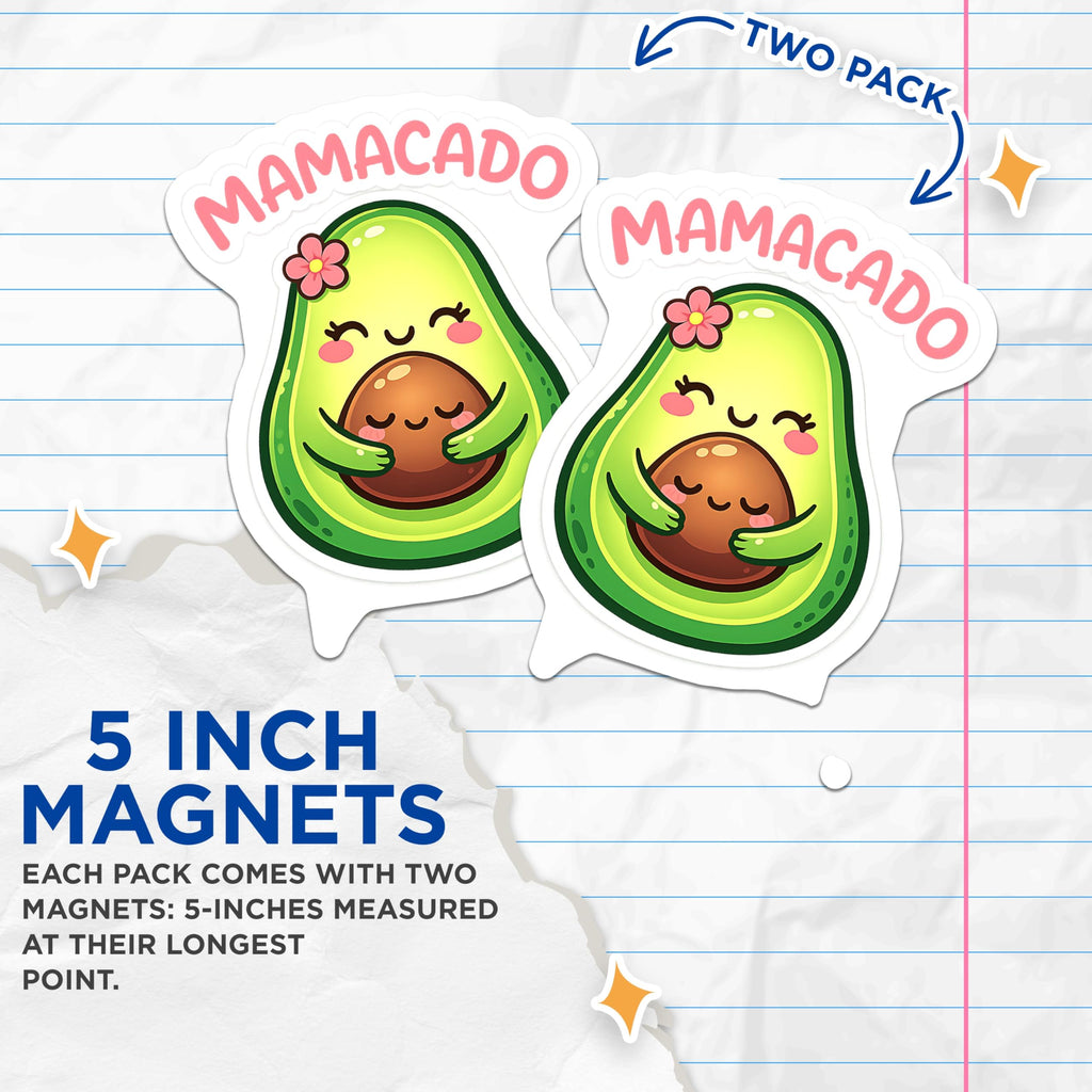(2 Pack) Mamacado Avocado Mama Magnets - New Motherhood Journey - Pregnancy Celebration Decor - Baby Shower Ideas for Mom - 5 Inches On Longest Side - Thick Durable Magnet - Made in USA - MAG21730