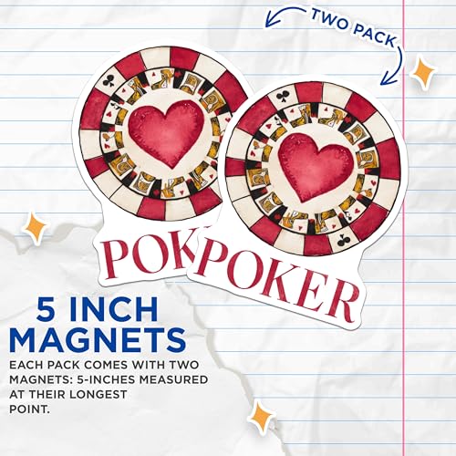 (2 Pack) Poker Magnets - Heart Card - Casino Game - Playing Card - 5" On Longest Side - for Cars, Fridges, Toolboxes - Made in USA - MAG6587