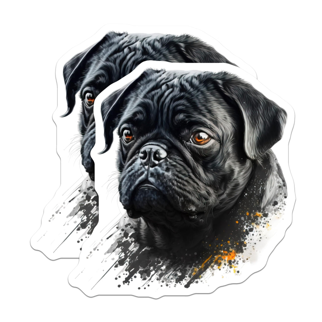 (2 Pack) Black Pug Magnets - Charming Dog Breed Pet Art - Refrigerator Kitchen Home Decor for Dog Owners - 5 Inches On Longest Side - Thick Durable Magnet - Made in USA - MAG24211
