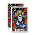 (2 Pack) Cat Tarot Card Stickers - Boho Cat Stickers - Mystical Animal Stickers - 5" On Longest Side - Sticks to Smooth Flat Surfaces - Made in USA - BMCS4448