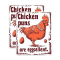 (2 Pack) Chicken Puns Stickers - Funny Animal Stickers - Punny Stickers - 5" On Longest Side - Sticks to Any Smooth Flat Surface - Made in USA - BMCS2591