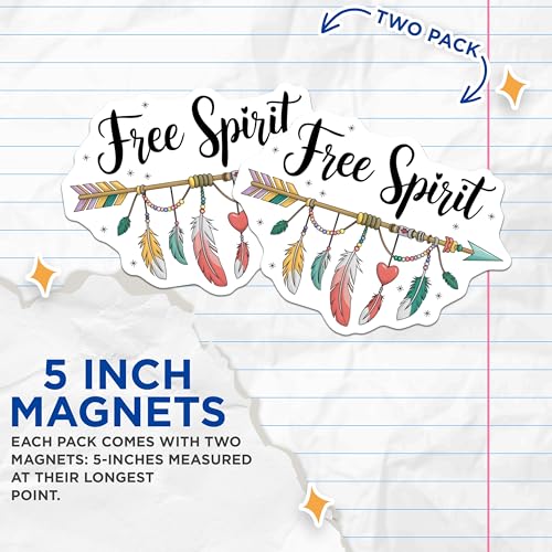 (2 Pack) Free Spirit Magnets - Boho Arrow Magnet - Inspirational Quote Magnet - 5" On Longest Side - for Cars, Fridges, Toolboxes - Made in USA - MAG7047