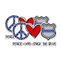 (2 Packs) Peace Love Back The Blue Stickers - Policeman Wife Support Decals - 5 Inches On Longest Side - Premium Vinyl Decal - Sticks to Any Smooth Flat Surface - Made in USA - BMCS2357