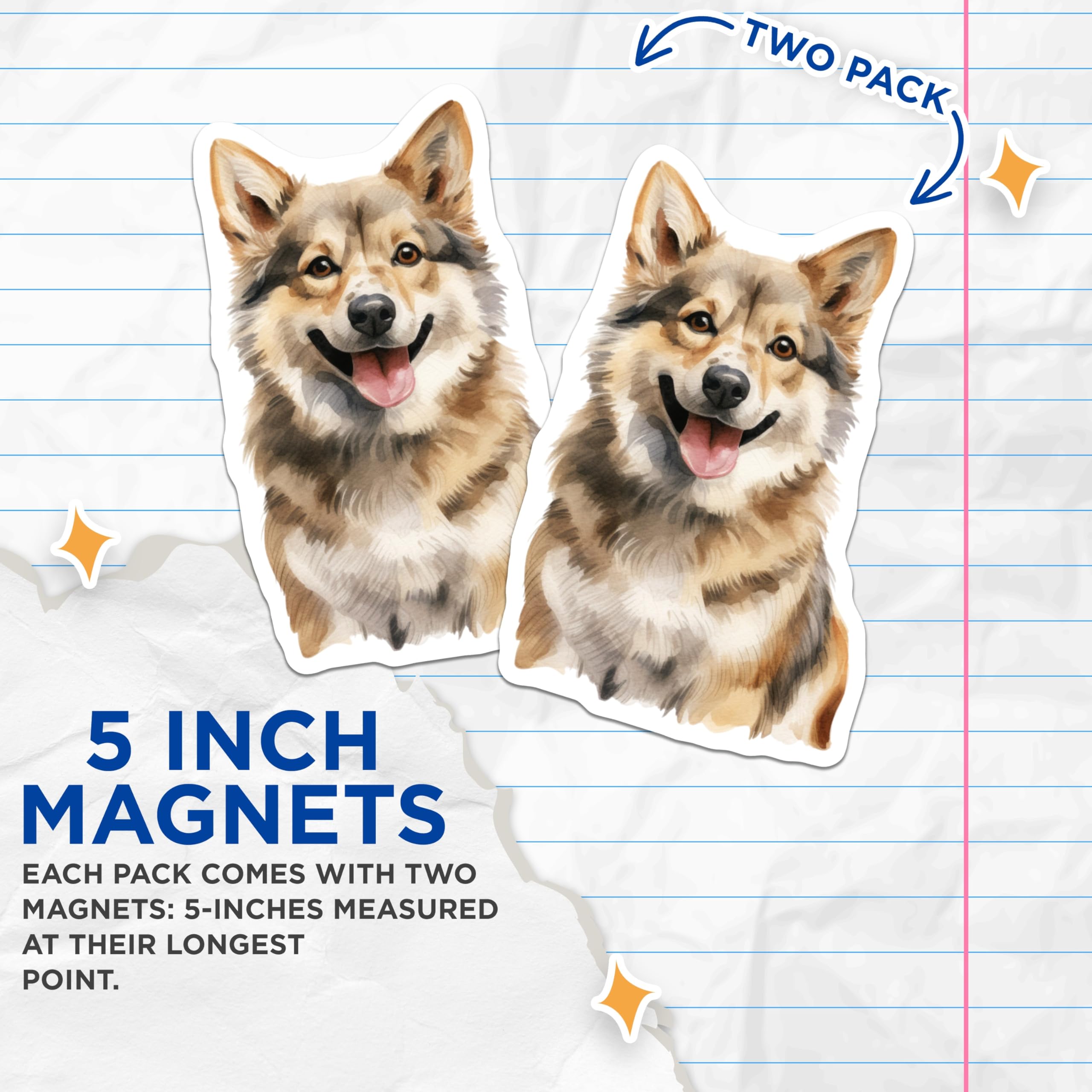 (2 Pack) Shiba Inu Magnets - Watercolor Dog Art - Pet Lover Fridge Decor - 5 Inches On Longest Side - Thick Durable Magnet - Made in USA - MAG29694
