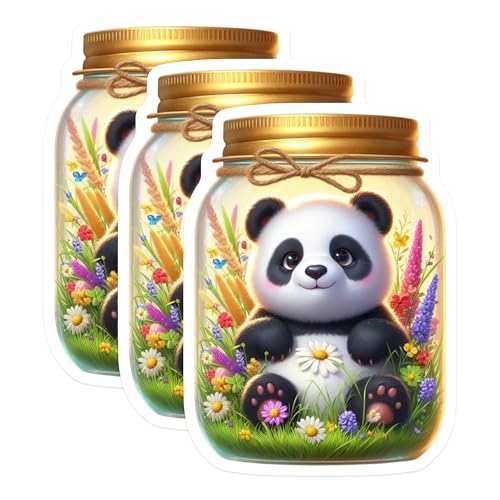 (3 Pack) Panda Decals - Cute Animal Stickers - Laptop Art Decorations - 3 Inches On Longest Side - Easy Peel & Apply - Made in USA - 3MCS8150