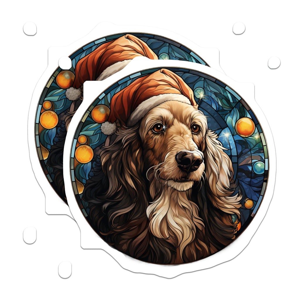 (2 Pack) Cocker Spaniel Christmas Magnets - Stained Glass Dog Decor - Holiday Pet Accessories - 5 Inches On Longest Side - Thick Durable Magnet - Made in USA - MAG30946