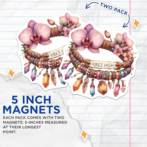 (2 Pack) Vibes High Magnets Magnets - Boho Decor - 5" On Longest Side - Made in USA - Sticks to Refrigerators & Metal Surfaces - MAG8838