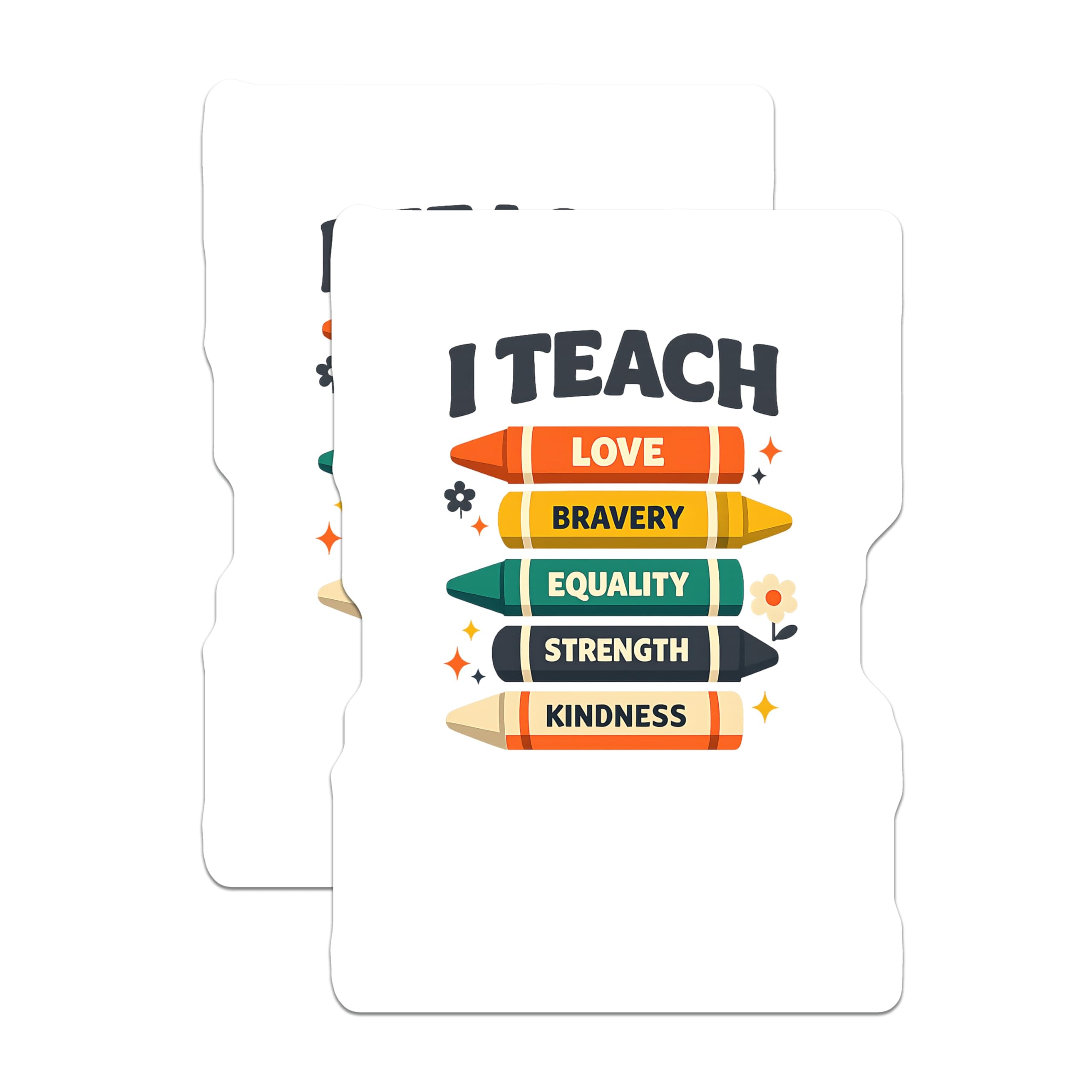 (2 Pack) Teacher Crayon Values Magnets - Classroom Inspiration Decor - Educator Appreciation Present - 5 Inches On Longest Side - Thick Durable Magnet - Made in USA - MAG23020