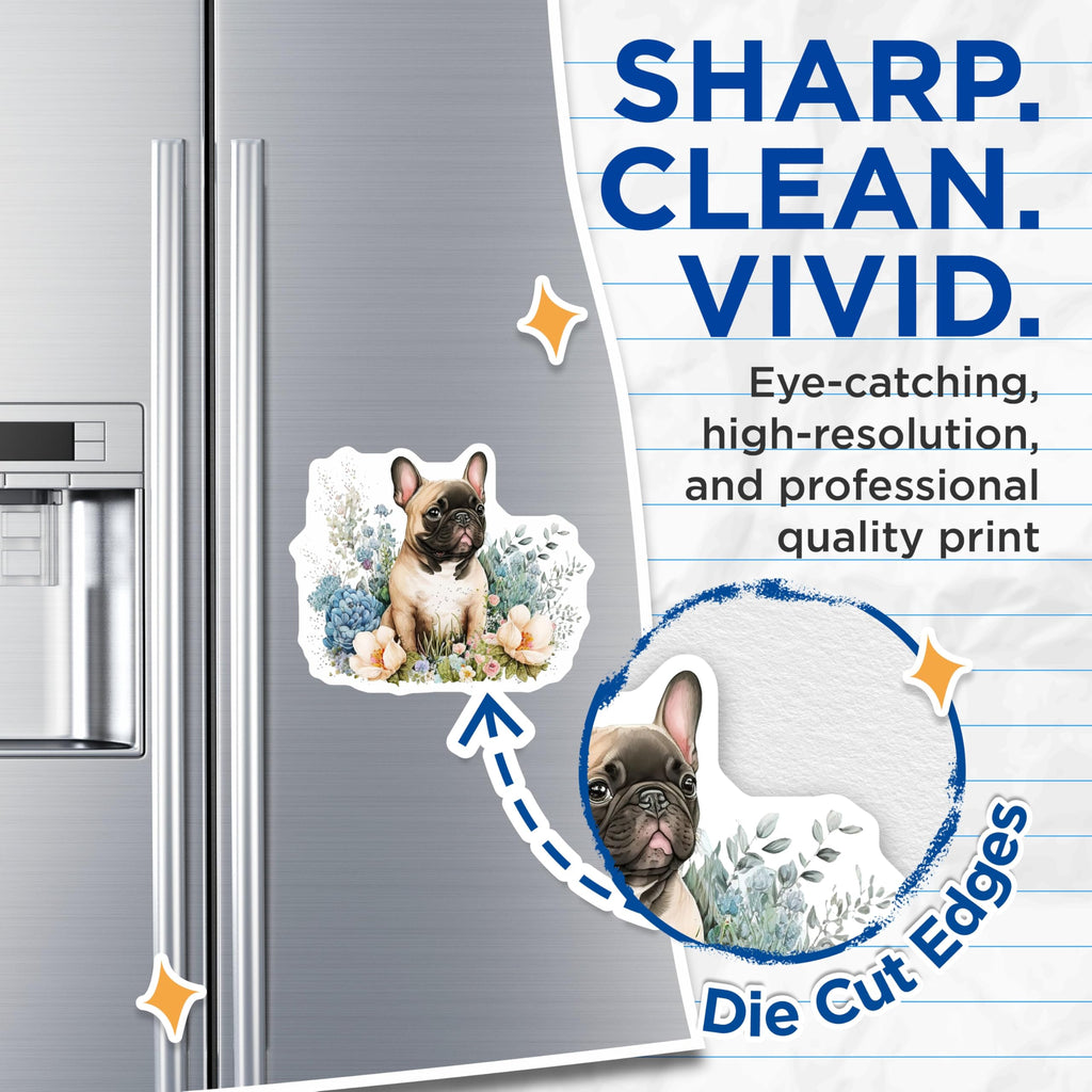 (2 Pack) French Bulldog Magnets - Floral Dog Decor - Cute Doggy Magnets - 5" On Longest Side - Premium Magnet - for Cars, Refrigerators, Toolboxes, Lockers - Made in USA - MAG14626