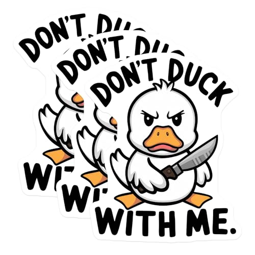 (3 Pack) Don't Duck with Me Decals - Angry Duck Sticker - Funny Laptop Decal - 3 Inches On Longest Side - Easy Peel & Apply - Made in USA - 3MCS8302
