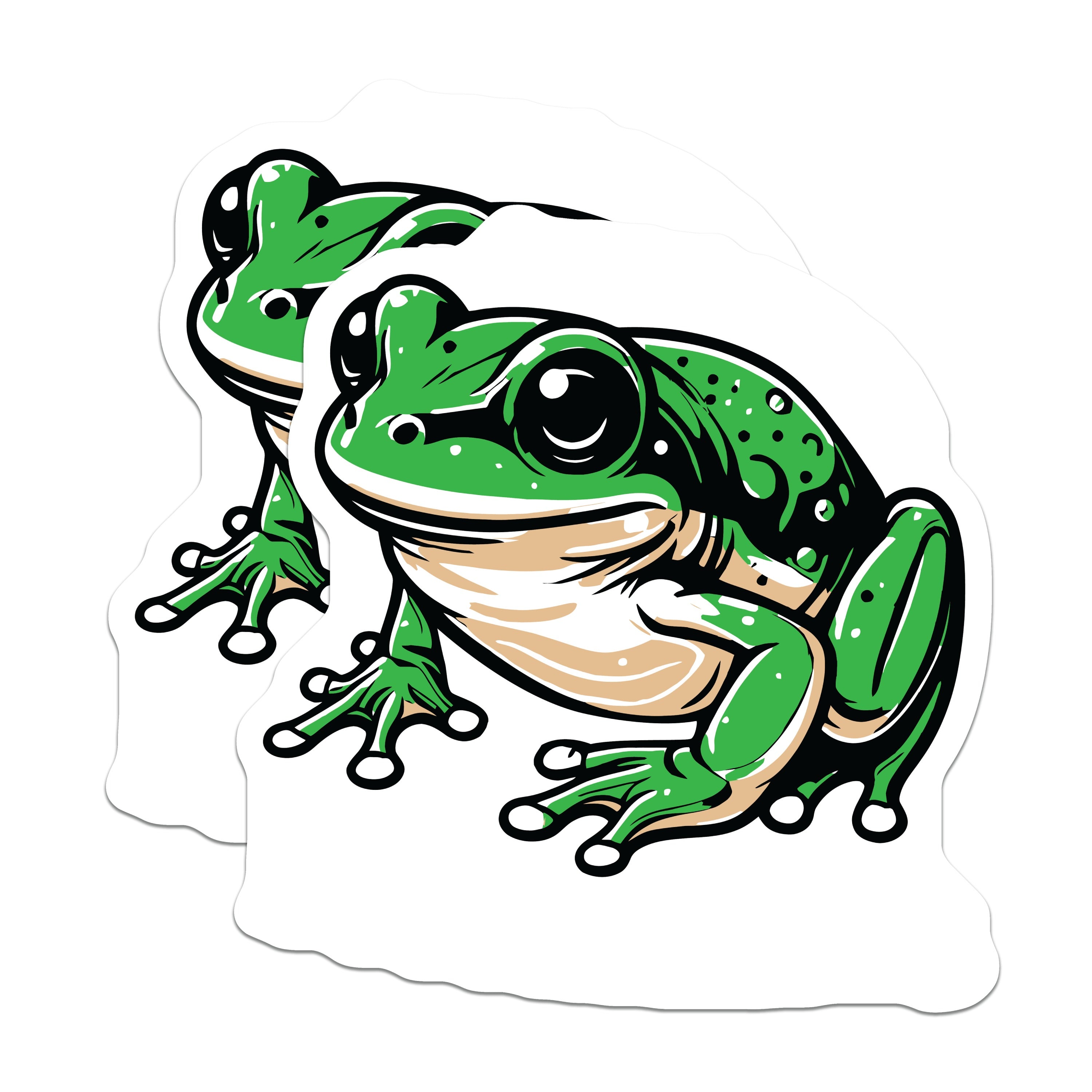 (2 Pack) Green Frog Magnets - Cute Amphibian Decor - Nature Animal Refrigerator Art - 5 Inches On Longest Side - Thick Durable Magnet - Made in USA - MAG39474