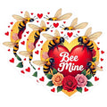 (3 Pack) Bee Mine Decals - Honeybee Love - Valentine Heart Laptop Decal - 3 Inches On Longest Side - Easy Peel & Apply - Made in USA - 3MCS8622