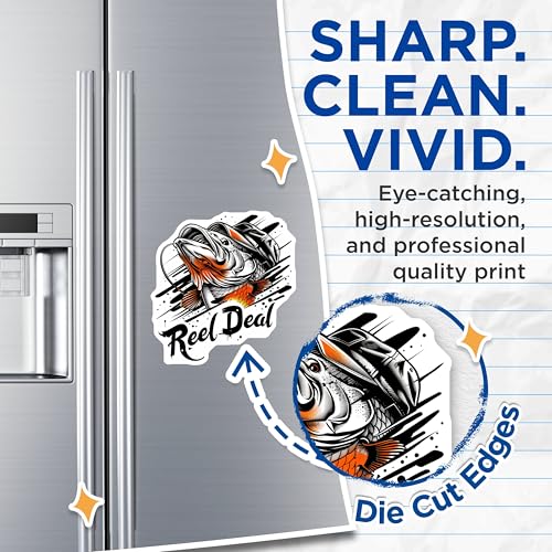 (2 Pack) Reel Deal Magnets - Fishing Theme Magnets - Catch of The Day Magnets - 5" On Longest Side - for Cars, Refrigerators, Toolboxes, Lockers - Made in USA MAG3554