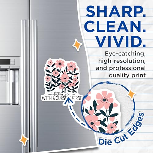 (2 Pack) Fall in Love with Yourself First Magnets - Motivational Floral Magnets - Inspirational Positive Quote - 5" On Longest Side - for Cars, Fridges, Toolboxes - Made in USA - MAG3863