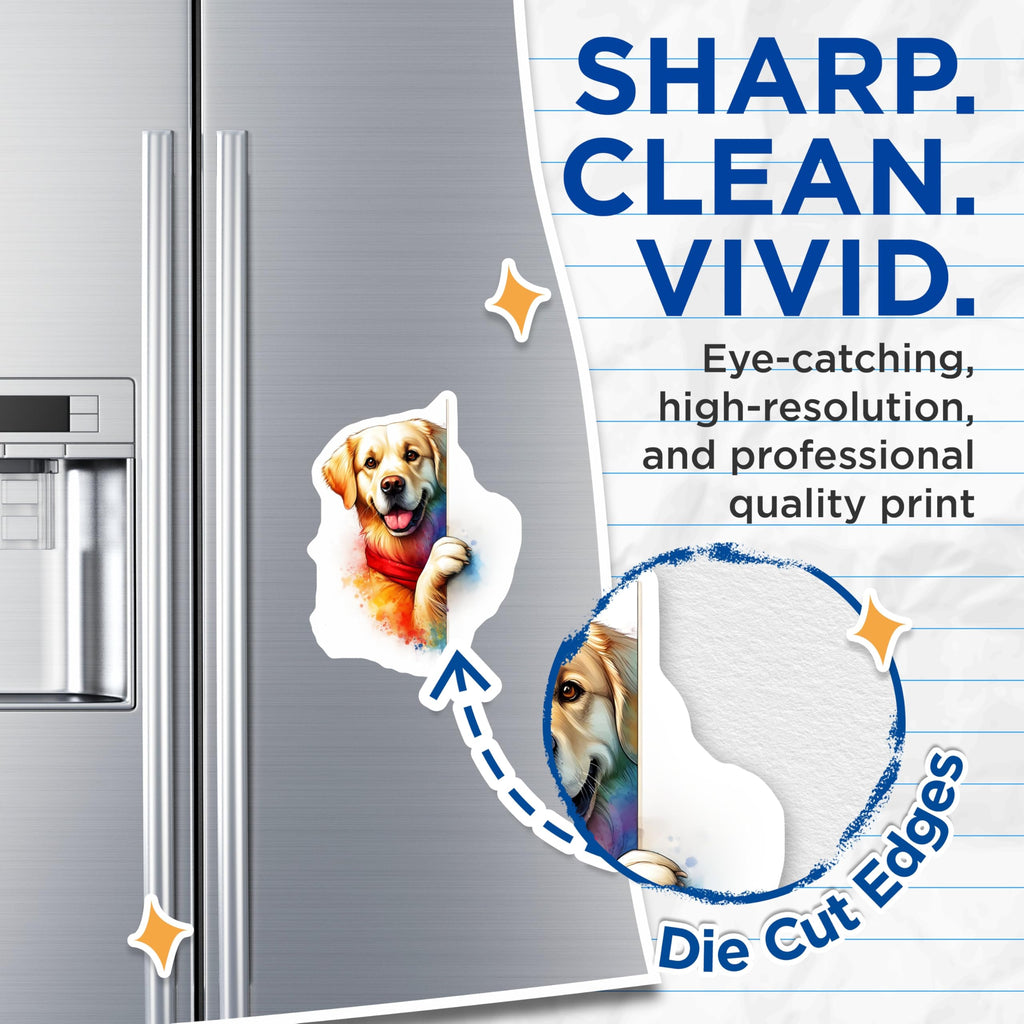 (2 Pack) Golden Retriever Magnets - Cute Dog Magnet - Fridge Decor - 5" On Longest Side - Premium Magnet - for Cars, Refrigerators, Toolboxes, Lockers - Made in USA - MAG15902