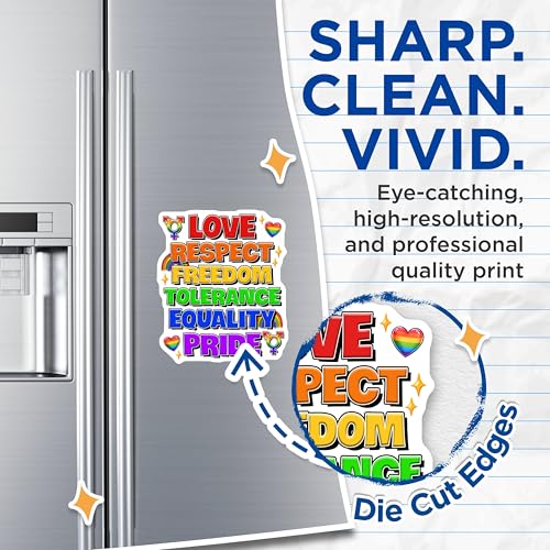 (2 Pack) Love Respect Freedom Tolerance Equality Pride Magnets - Rainbow Pride - LGBTQ Equality - Inspirational Words - 5" On Longest Side - for Cars, Fridges, Toolboxes - Made in USA - MAG8271