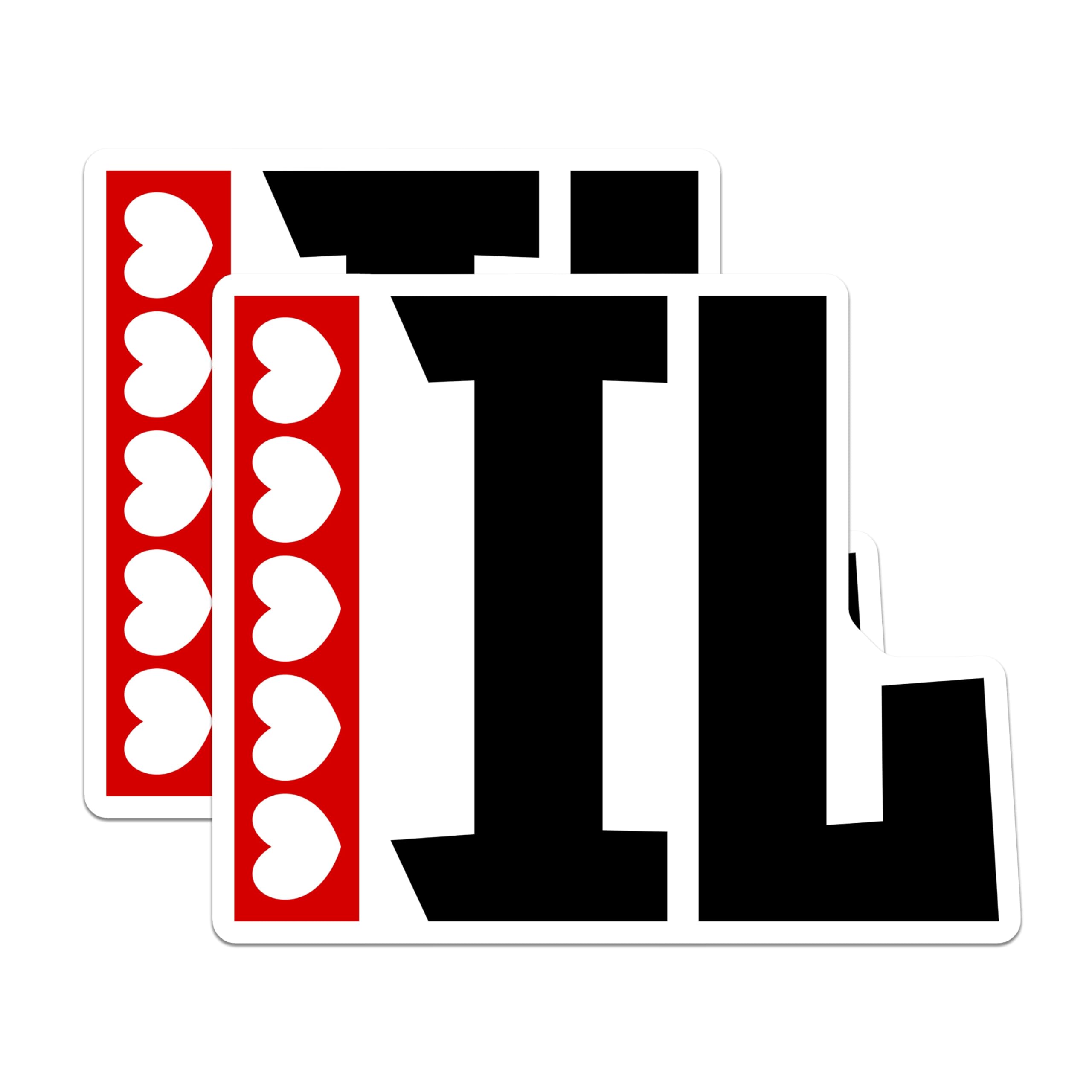 (2 Pack) I Love Illinois Magnets - Chicago Souvenir - Illinois Pride Decor - 5" On Longest Side - Premium Magnet - for Cars, Refrigerators, Toolboxes, Lockers - Made in USA - MAG17800