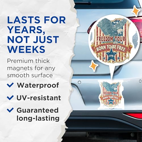 (2 Pack) Eagle Design Magnet - Patriotic Decor - 5" On Longest Side - Sticks to Smooth Flat Surfaces - Made in USA - MAG10264