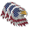 (3 Pack) Patriotic Eagle Decals - American Flag Design - Laptop Stickers- 3 Inches On Longest Side - Easy Peel & Apply - Made in USA - 3MCS5169
