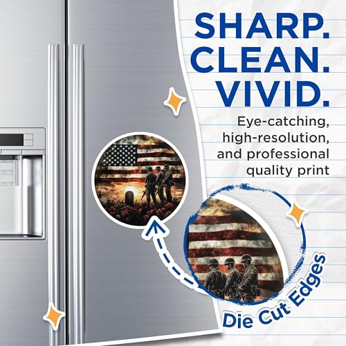 (2 Pack) Military Memorial Magnet - Patriotic Decor - 5" On Longest Side - Sticks to Smooth Flat Surfaces - Made in USA - MAG10038