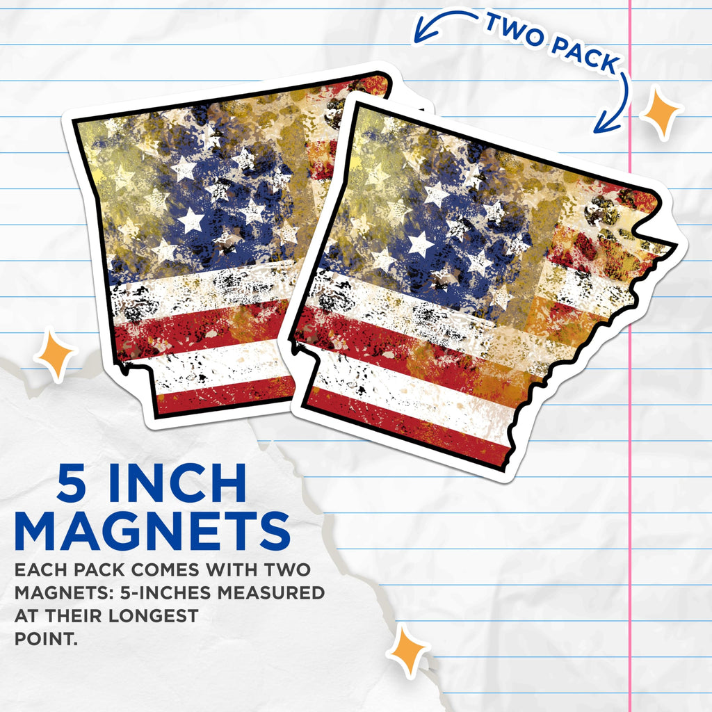(2 Pack) Arkansas Flag Magnets - American Patriotic Decor - State Pride Souvenirs - 5" On Longest Side - Premium Magnet - for Cars, Refrigerators, Toolboxes, Lockers - Made in USA - MAG18561