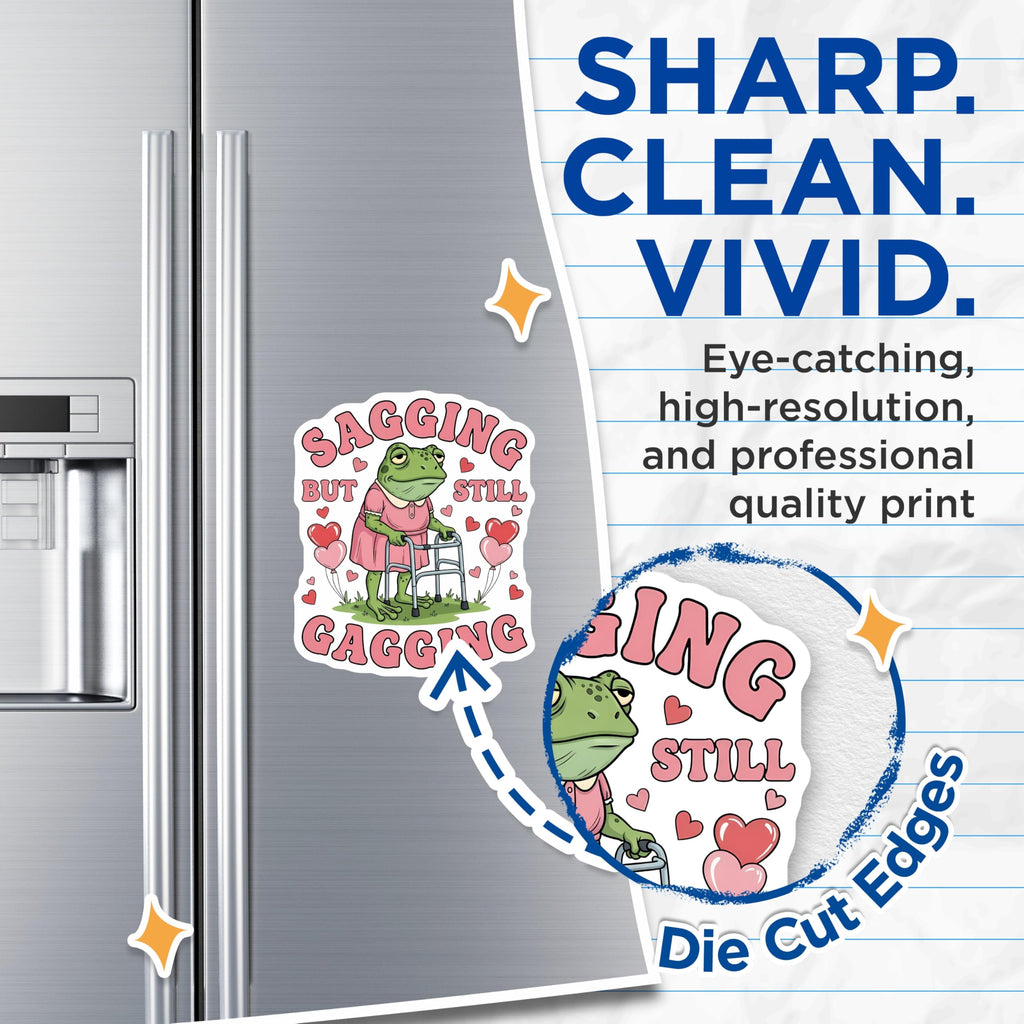 (2 Pack) Froggy Gagging Magnets - Funny Frog - Quirky Refrigerator Decor - 5" On Longest Side - Premium Magnet - for Cars, Refrigerators, Toolboxes, Lockers - Made in USA - MAG16734