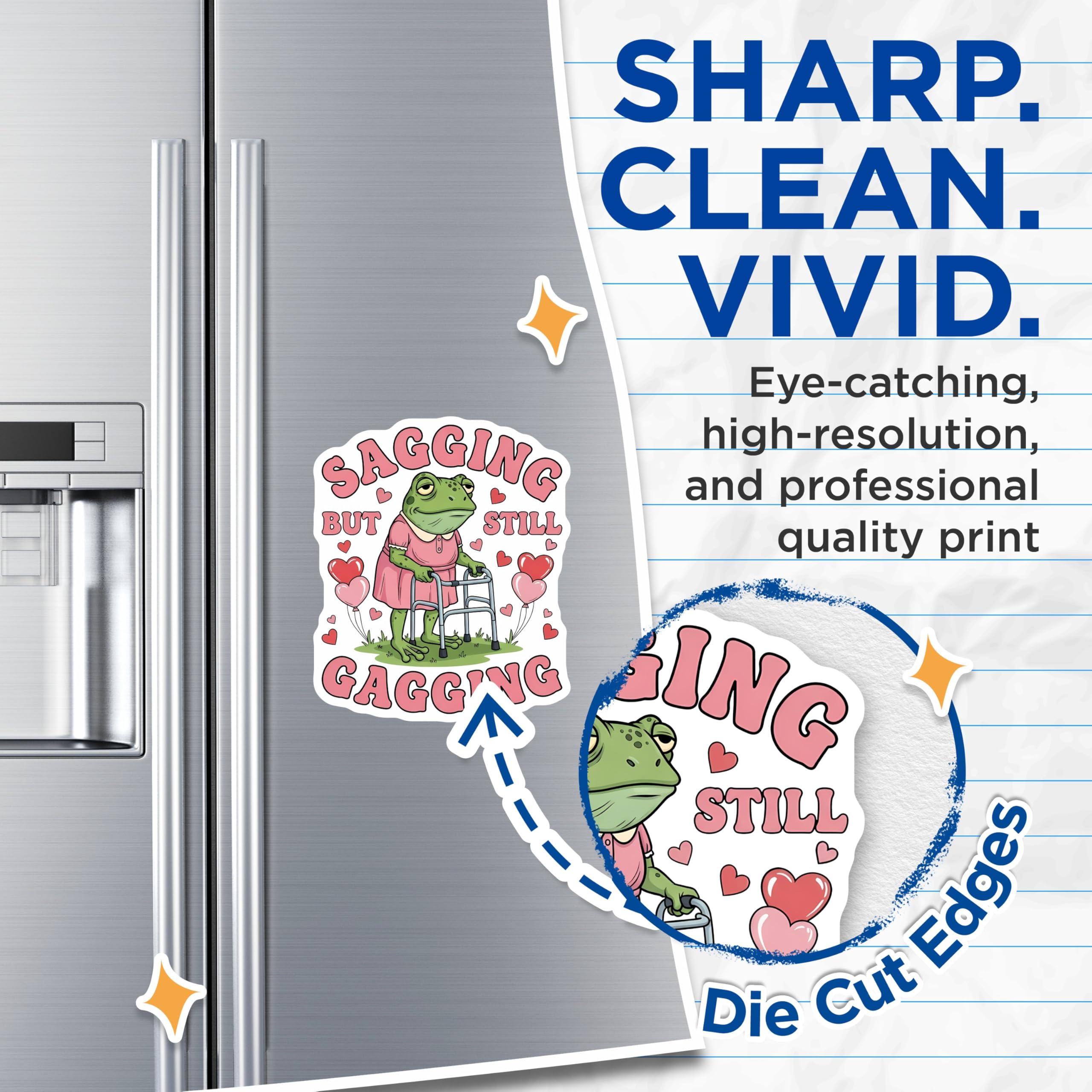 (2 Pack) Froggy Gagging Magnets - Funny Frog - Quirky Refrigerator Decor - 5" On Longest Side - Premium Magnet - for Cars, Refrigerators, Toolboxes, Lockers - Made in USA - MAG16734
