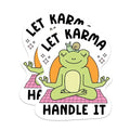 (2 Packs) Let Karma Handle It Stickers - Meditating Frog Peaceful Zen Namaste Decals - 5 Inches On Longest Side - Premium Vinyl Decal - Sticks to Any Smooth Flat Surface - Made in USA - BMCS2305