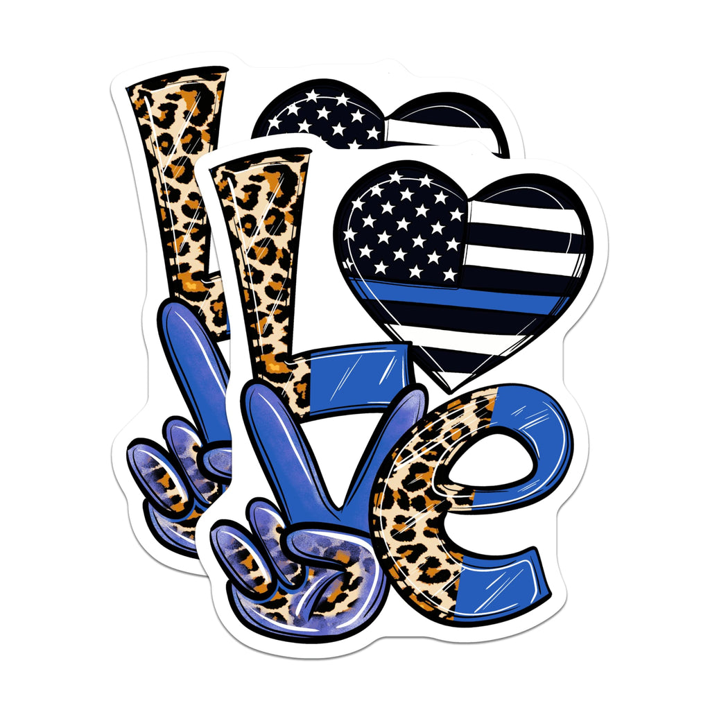 (2 Pack) Thin Blue Line Magnets - Leopard Print - Patriotic Love - Law Enforcement Support - 5" On Longest Side - Premium Magnet - for Cars, Refrigerators, Toolboxes, Lockers - Made in USA - MAG15086