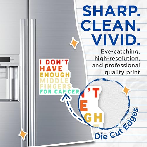 (2 Pack) I Don't Have Enough Middle Fingers for Cancer Magnets - Funny Cancer Awareness - Bold Statement Fridge Magnet - 5" On Longest Side - for Cars, Fridges, Toolboxes - Made in USA - MAG4091
