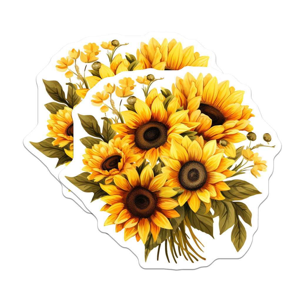 (2 Pack) Sunflower Magnets - Farmhouse Kitchen Decor - Vibrant Floral Home Accent - 5 Inches On Longest Side - Thick Durable Magnet - Made in USA - MAG36552