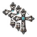 (3 Pack) Leopard Cross Decals - Turquoise Stone - Christian Symbol Decals - 3 Inches On Longest Side - Easy Peel & Apply - Made in USA - 3MCS7495