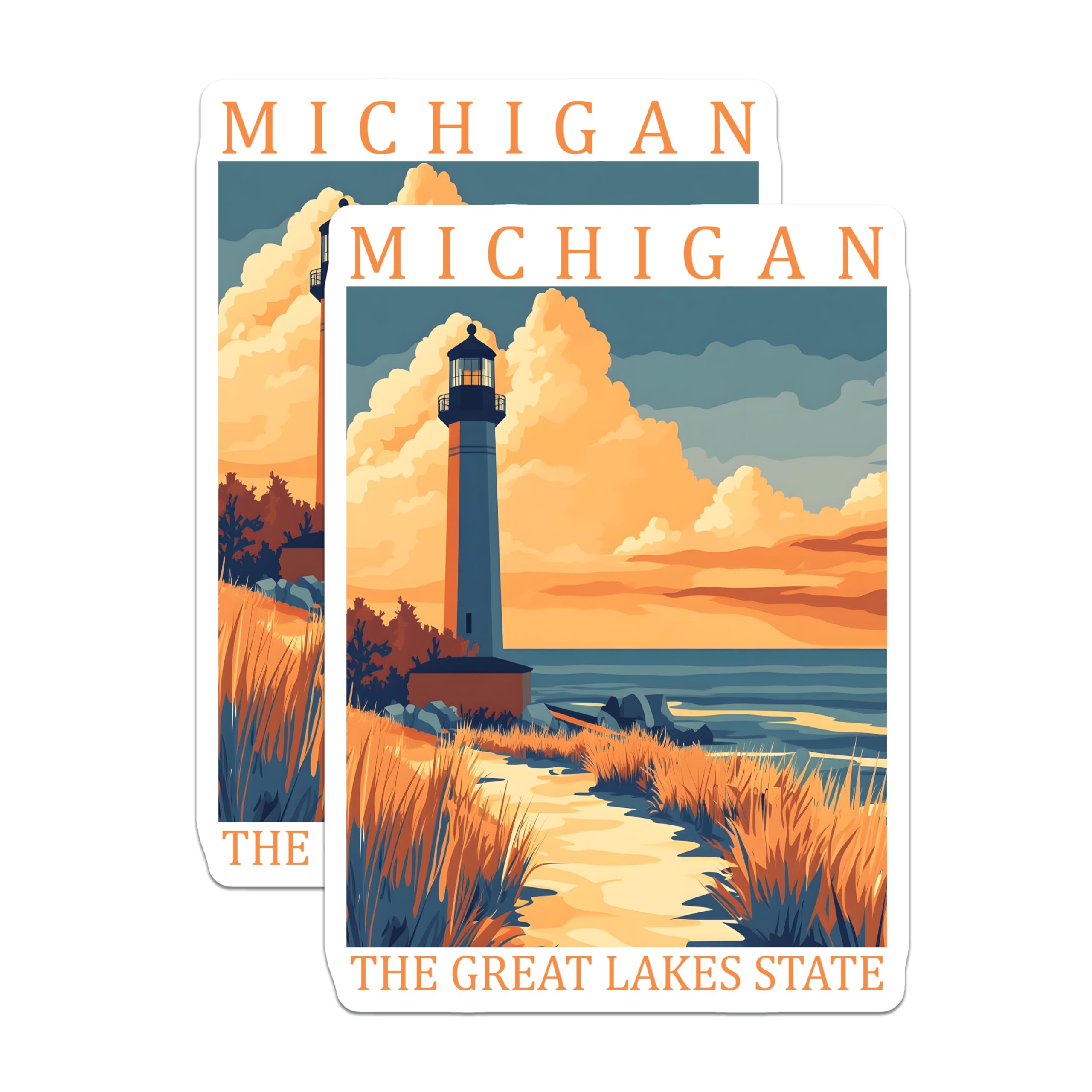 (2 Pack) Michigan Lighthouse Magnets - Great Lakes State - Michigan Travel Souvenir - 5" On Longest Side - Premium Magnet - for Cars, Refrigerators, Toolboxes, Lockers - Made in USA - MAG18784