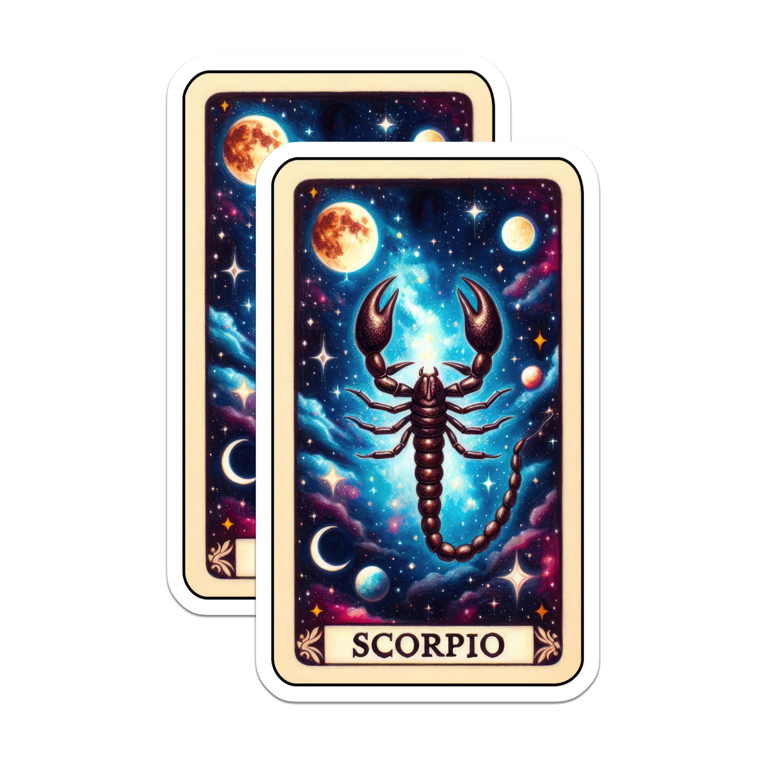 (2 Pack) Scorpio Zodiac Stickers - Astrology Star Sign - Scorpion Horoscope Stickers - 5" On Longest Side - Sticks to Smooth Flat Surfaces - Made in USA - BMCS5295
